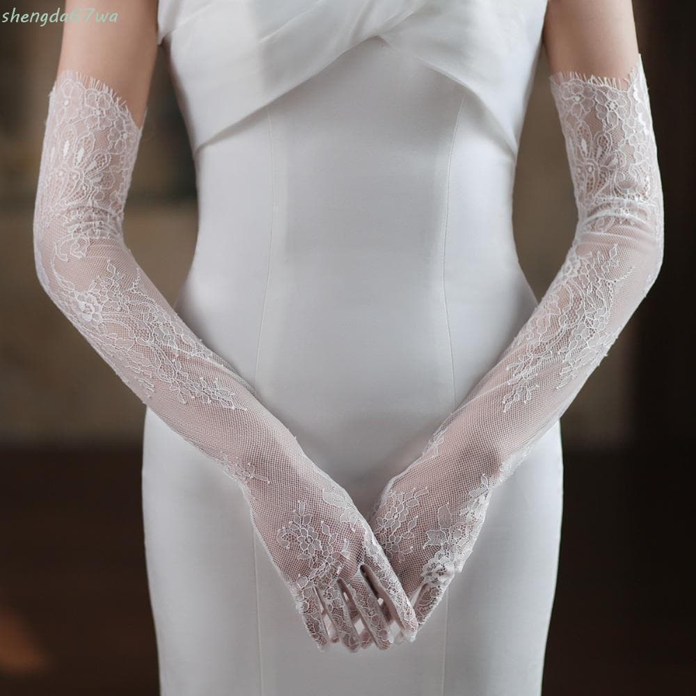 SHENGDA Luvas Longas De Renda Elástica Cosplay Elegante Vestido De Jantar Fino Banquete De Casamento