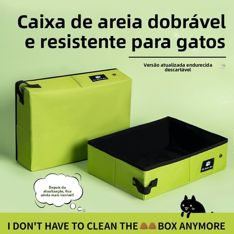 Caixa de areia portátil e descartável para gatos, caixa de areia dobrável para uso externo, suprimentos para gatos.