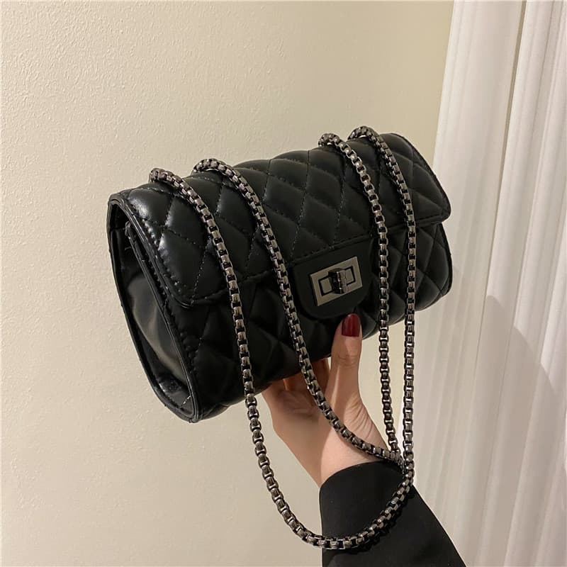 Novo pequeno fresco simples diamante corrente saco feminino 2024 novo estilo na moda All-Match pequeno quadrado saco por