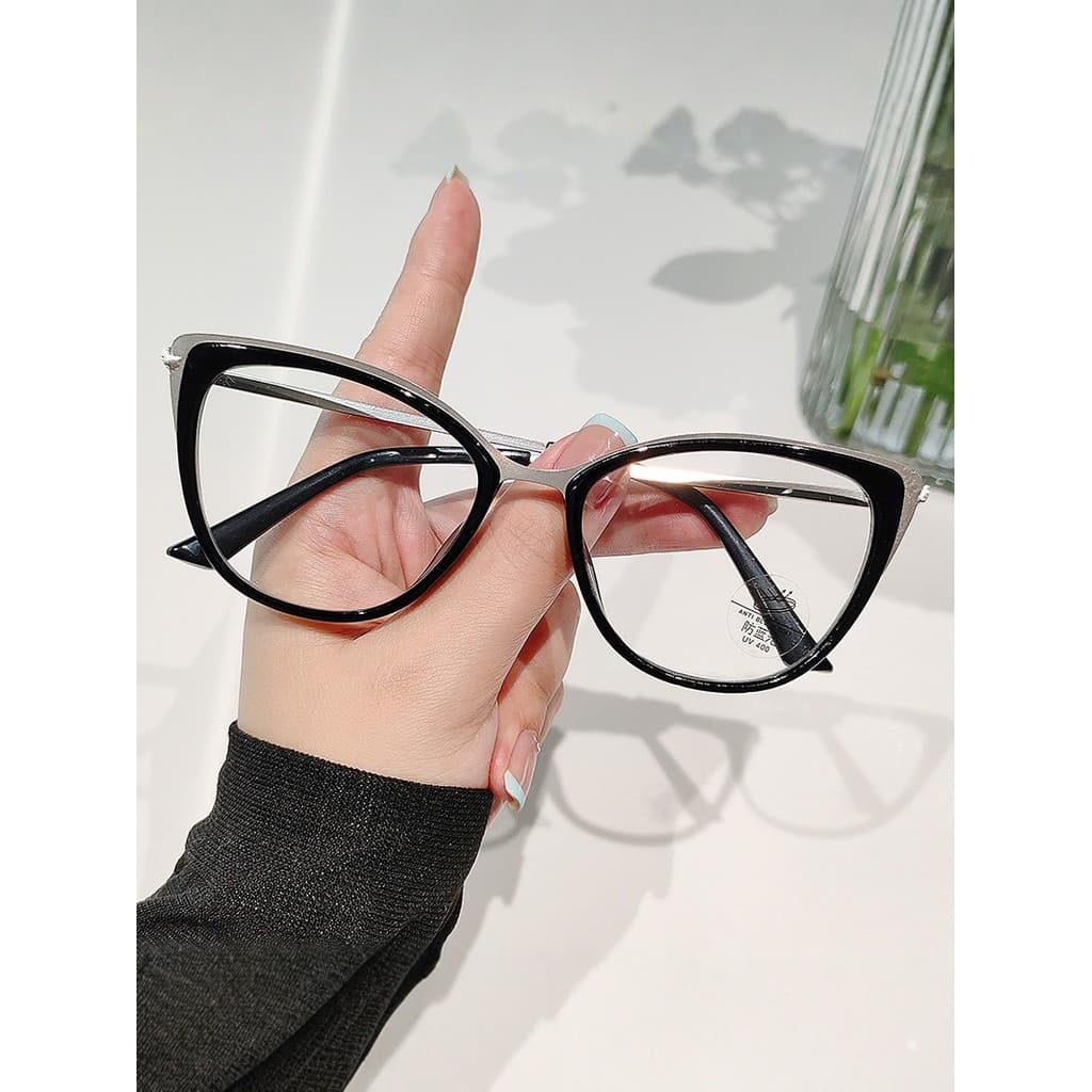 Óculos de leitura de olho de gato de Metal transfronteiriço moda elegante único formato côncavo Anti-luz azul mostrar jo