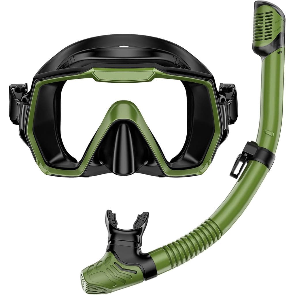 Conjunto de Snorkeling para Adultos: Máscara de mergulho panorâmica com lente de vidro temperado à prova de vazamentos e