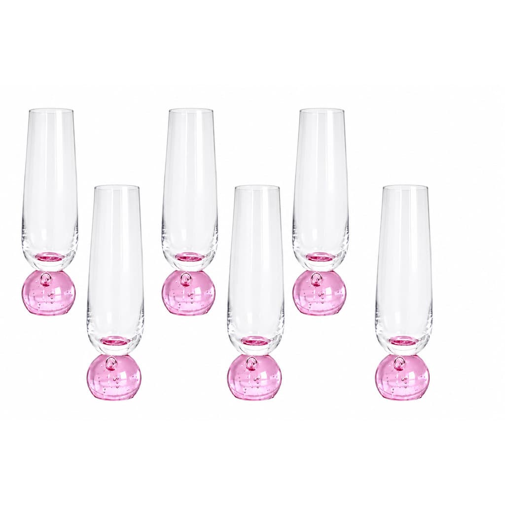 KIT 6 Taças de Vidro Champagne Base Em Esfera 300ml TUUT