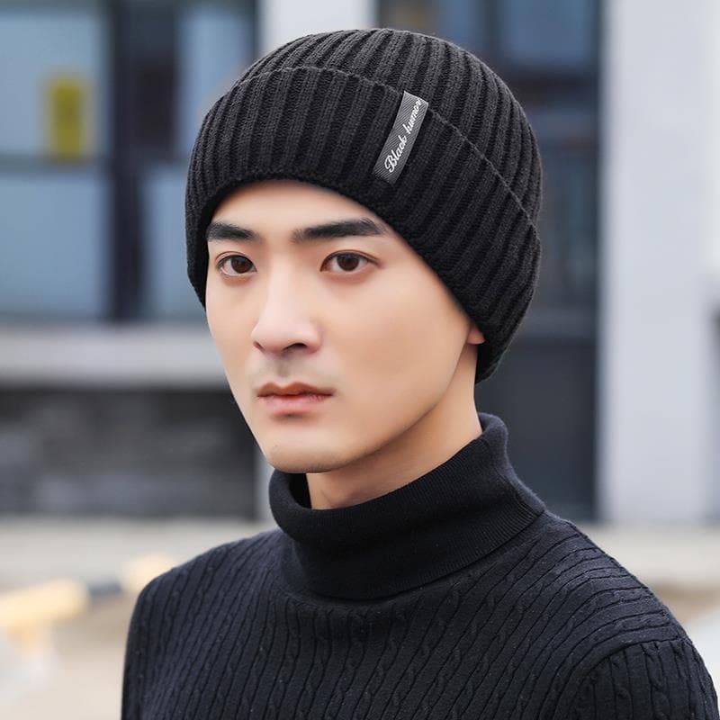 Chapéu de lã masculino outono inverno chapéu de lã engrossado malha quente algodão chapéu juventude versão coreana à pro