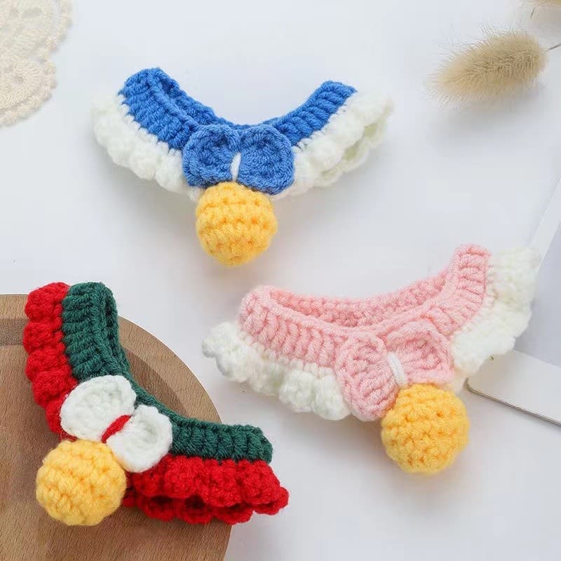 Coleira de malha para gato, fofa, macia, tricotada à mão, cachorro coreano, animal de estimação, foto, decorações diária