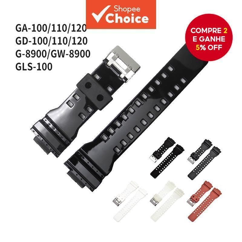 Pulseira De Relógio De Resina Preta Para Casio G-SHOCK GA-100-140 GD-8900 Brilhante TPU Esporte Substituição À Prova D'á