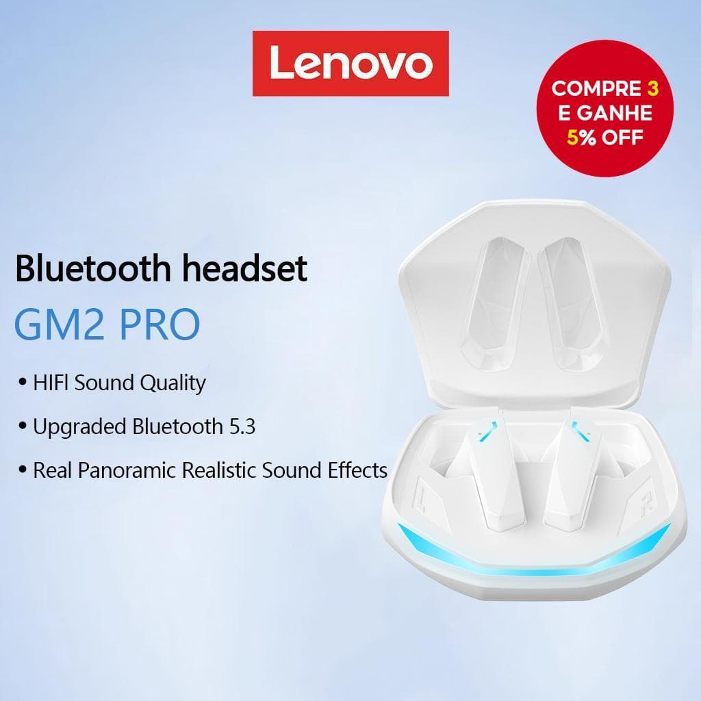 Lenovo GM2 Pro Fones De Ouvido Sem Fio Bluetooth De Alta Qualidade TWS Jogos Com Cancelamento De Ruído Smartphone Microf