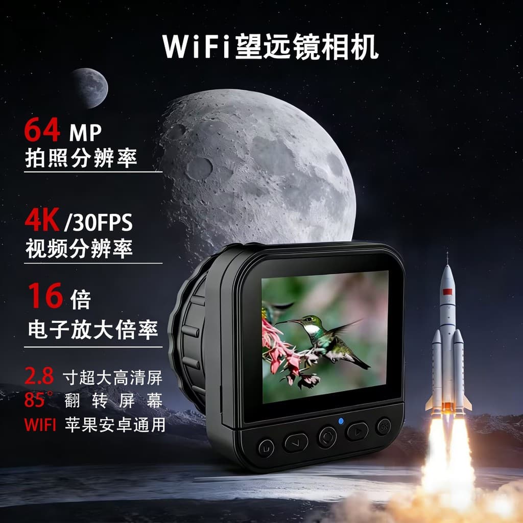 Ocular eletrônica wi-fi transfronteiriça 4K HD telescópio astronômico ocular tela da câmera interconexão do telefone móv