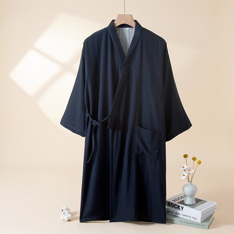 Camisola masculina de algodão puro primavera outono estilo algodão estilo longo Homewear pijamas verão manga longa estil