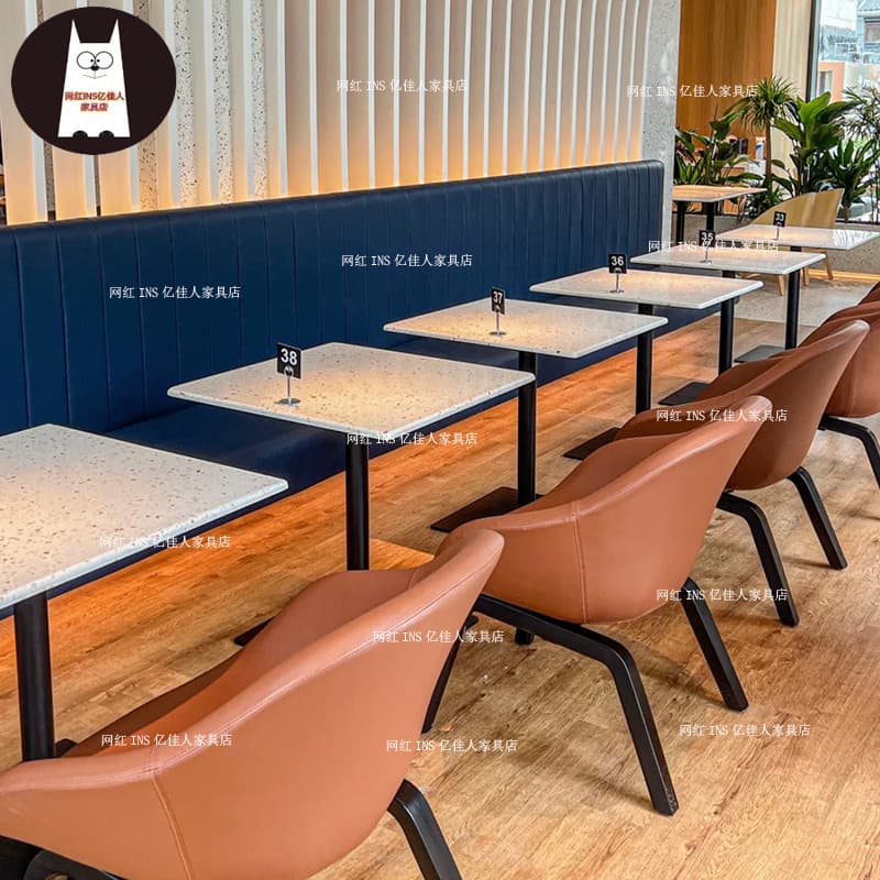 Café americano mármore mesa de jantar influenciador negociação lazer clube mesa comercial pequena mesa quadrada Retro ca