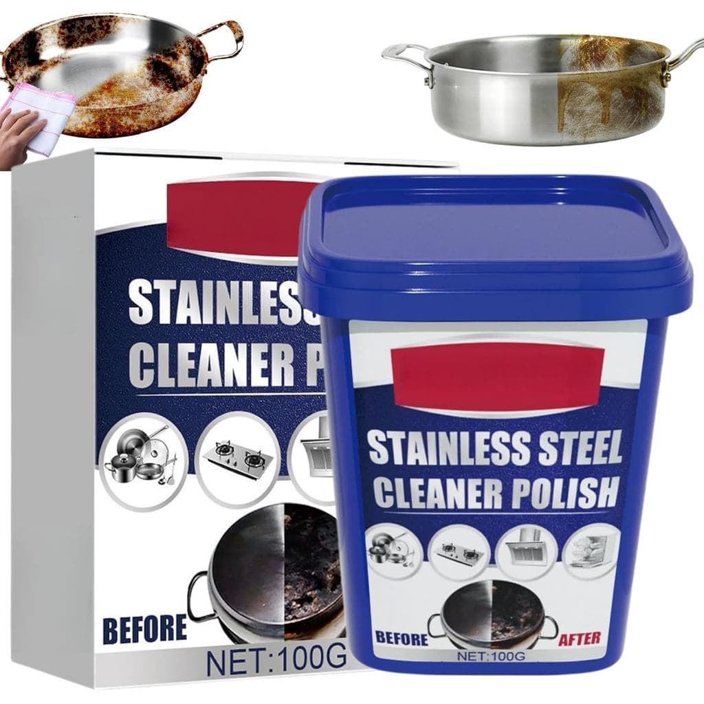 Pasta de Limpeza e Desincrustante Potente para Utensílios de Cozinha, Cera e Polidor para Aço Inoxidável, Limpador de Aç