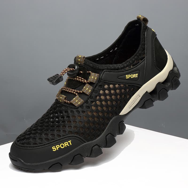 Sapatos masculinos pretos verão 2024 novo estilo estilo fino respirável caminhadas ao ar livre sapatos de vadear Plus Si