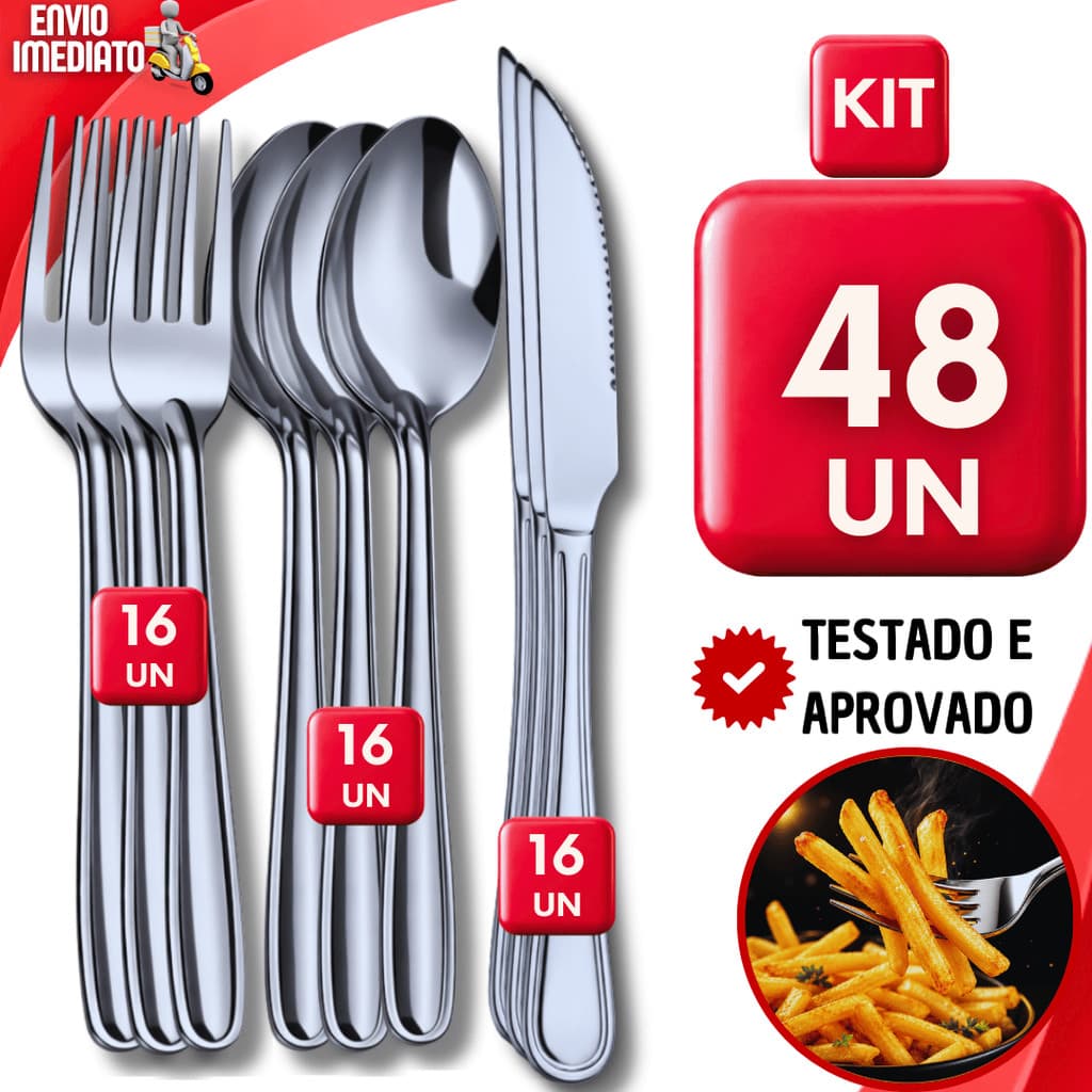 KIT DE TALHERES INOX GARFO COLHER FACA PARA REFEIÇÕES, EVENTOS, HOTÉIS, RESTAURANTES E ÁREAS GOURMET