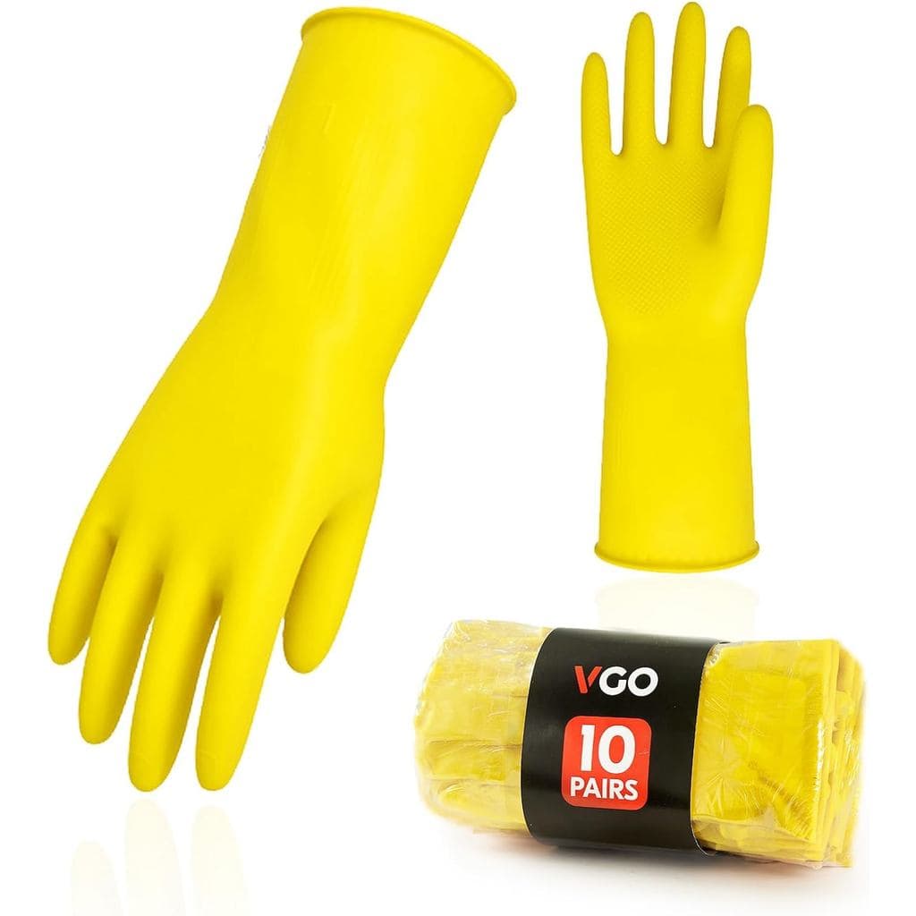 Vgo... 10 Pares de Luvas Reutilizáveis para Uso Doméstico, Luvas de Borracha para Lavar Louça, Espessura Extra, Mangas L
