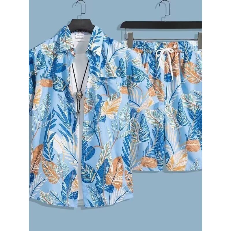 Seaside praia havaí camisa de manga curta flor terno masculino verão rua wear camisa beach wear férias masculino wear um