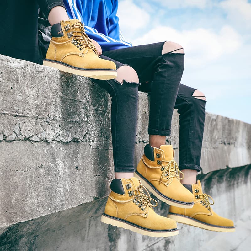 Botas Martin de couro genuíno genuíno Botas gerais britânicas Botas curtas foscas ao ar livre Sapatos de cano alto Botas