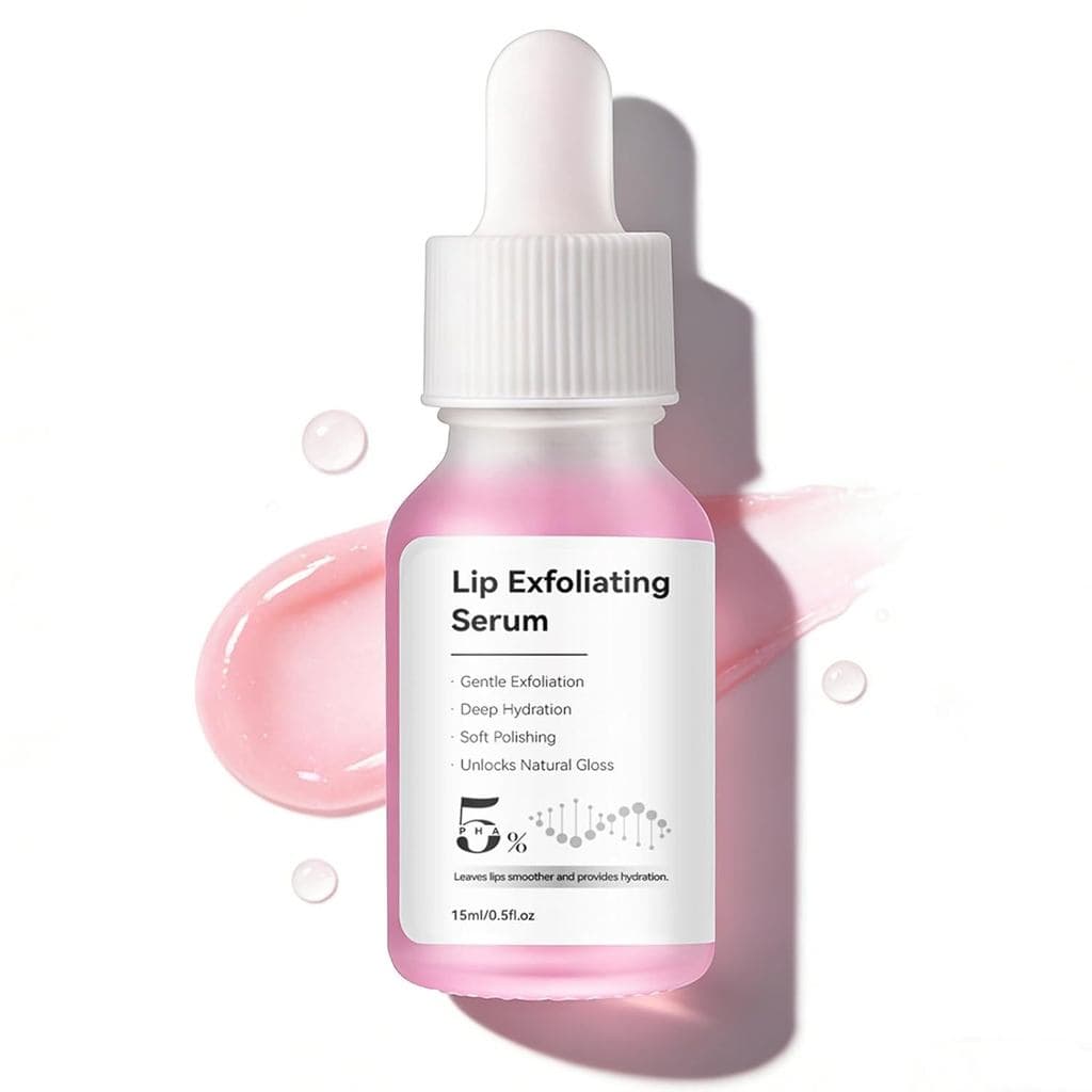 Sérum Labial Esfoliante PHA 5%, Esfoliante Labial Suave para Secura Noturna, Sérum Labial Hidratante para Suavidade e El