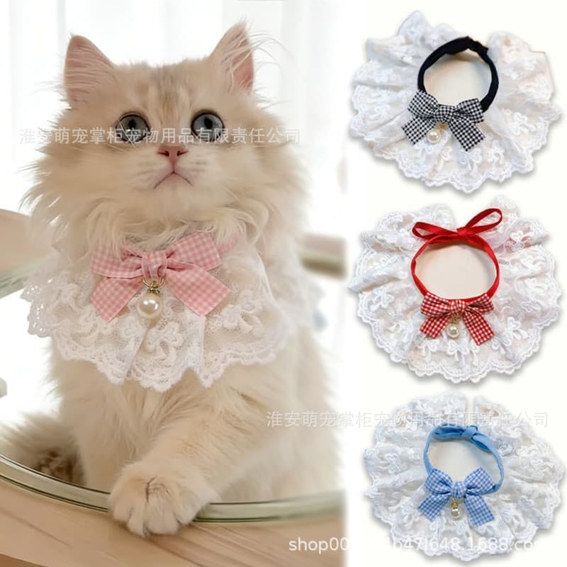 Suprimentos para animais de estimação coleira roupas para cães Saliva toalha gato babador sonho arco pérola babador aces