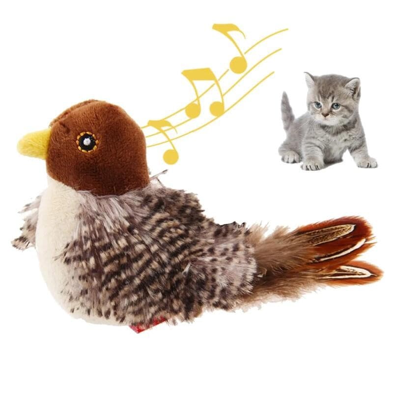Brinquedo Sonoro para Gato em Forma de Pássaro, Brinquedos de Pena para Gato, Brinquedo Interativo para Gato com Sons, B