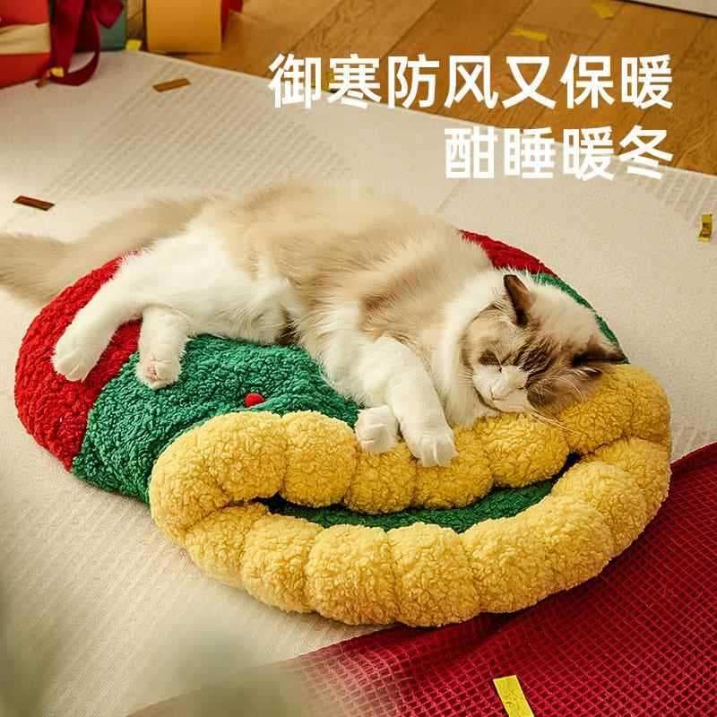 Canil de natal japonês inverno calor selado segurança filhote de cachorro cão almofada de dormir inverno à prova de frio