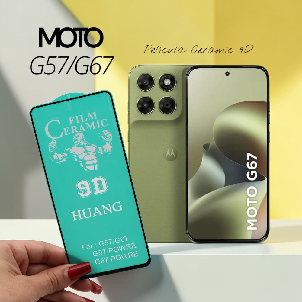 Película Cerâmica 9D MOTOROLA  G57/G67 Anti Impacto Proteção Total Tela