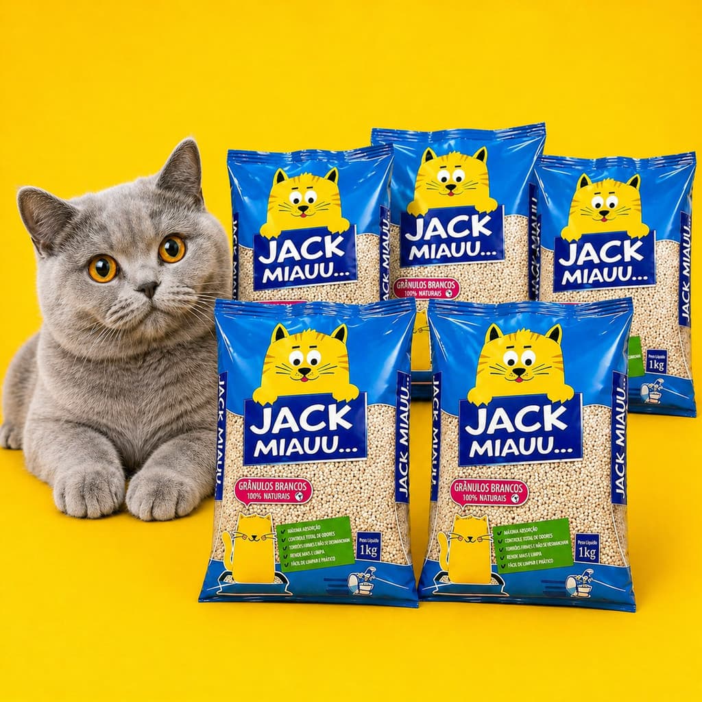 Kit 5kg Areia Gato Biodegradável Mandioca Grãos Finos Torrão