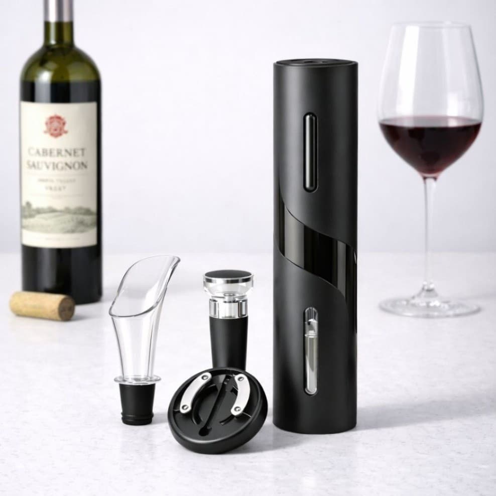Kit Abridor de Vinho Elétrico Saca‑Rolhas Automático Portátil para Vinho Tinto profissional