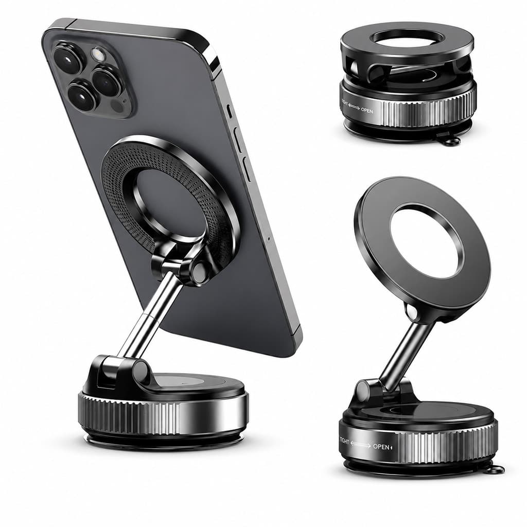 Suporte Veicular 360° Magnético Dobrável para Painel e Vidro