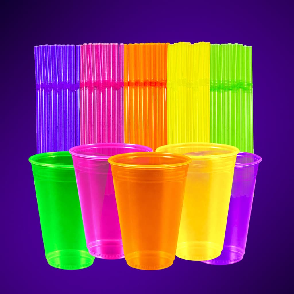KIT 200 ITENS 100 CANUDOS  100 COPOS 330ML DRINK