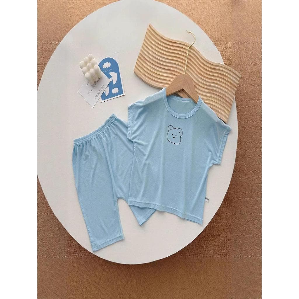 Bebê verão de manga curta Homewear meninas terno fino pijamas do bebê crianças proteção da barriga confortável ar condic