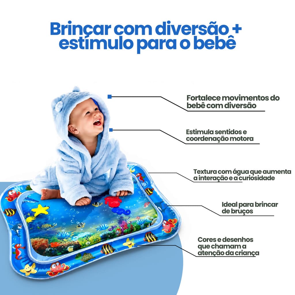 Tapete Água Rosa Azul Inflavel Almofada Interativa Atividade Infantil Para Bebe