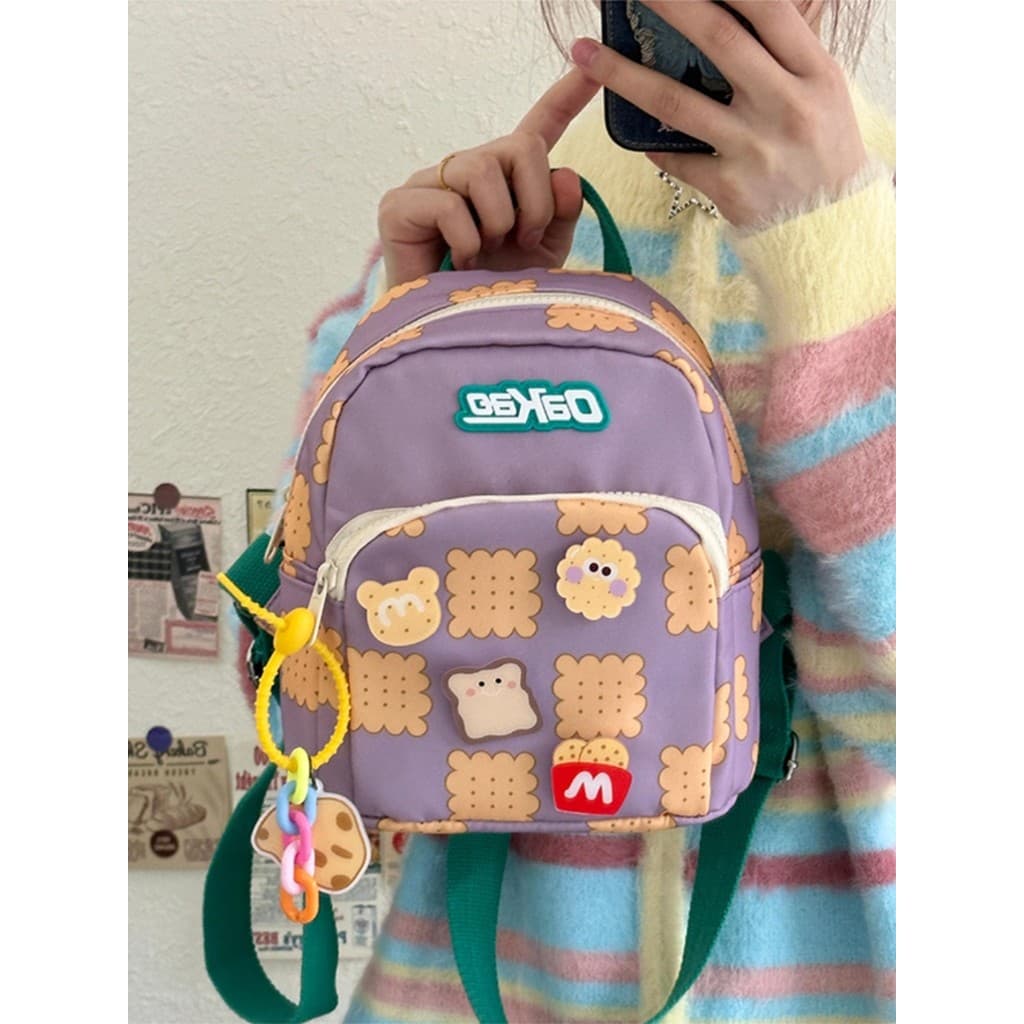 Bonito biscoito mochila feminina 2024 novo estilo ins estilo japonês All-Match Mini pequeno saco de escola estudante men