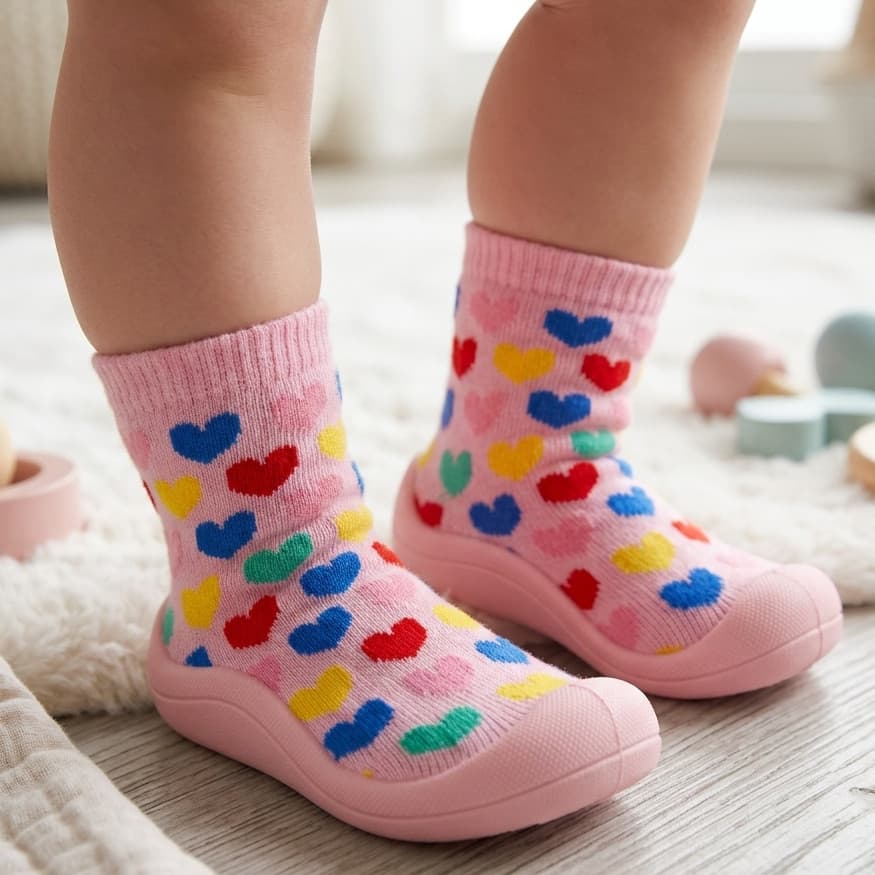 Meia Infantil Menina e Menino Bebê Sola Antiderrapante Macia Leve Confortável Dia Dia Linha Conforto