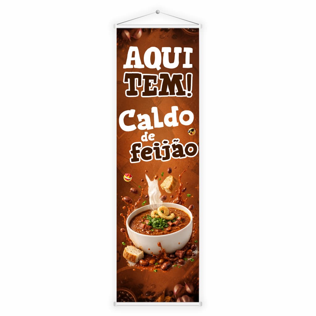 Banner Faixa Lona Aqui Tem Caldo de Feijão Inverno 100x30