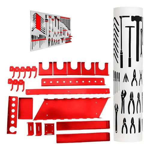 Kit Suportes Painel De Ferramentas + Adesivo Ferramentas Red Vermelho