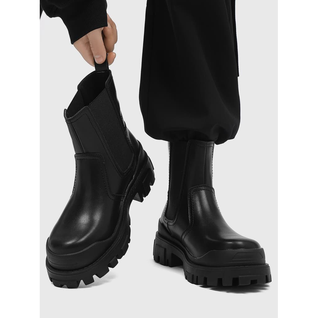 Homens homens Chelsea botas de couro genuíno bonito moda passarela high-end na moda nicho high-end preto aumentando Mart