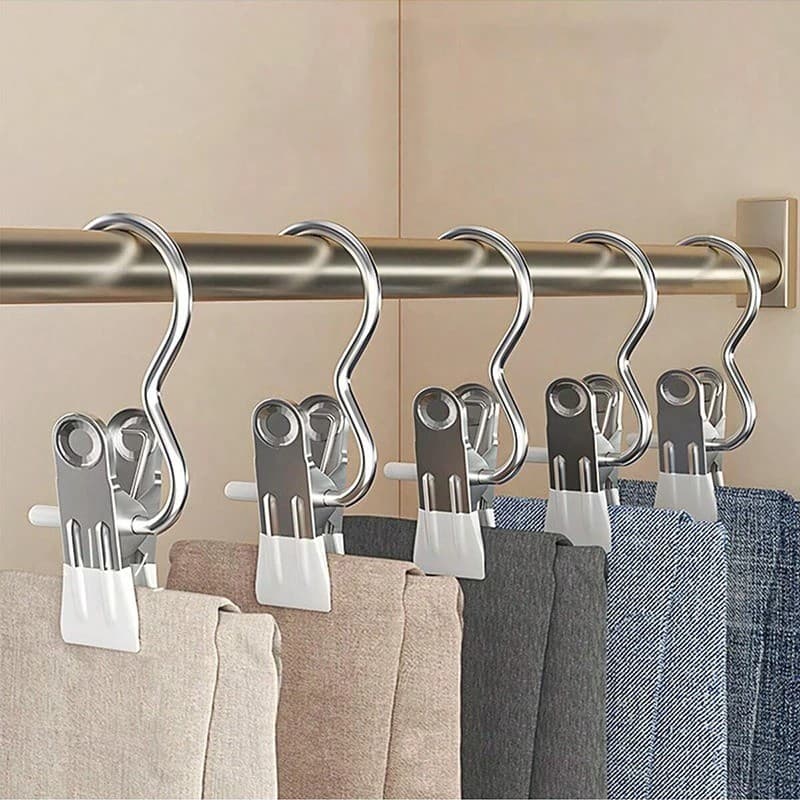 Kit 10/20/30 Cabide Roupa Ganchos de Calça Bermuda Saia Jeans Aço Inoxidável Organiza Guarda Roupa