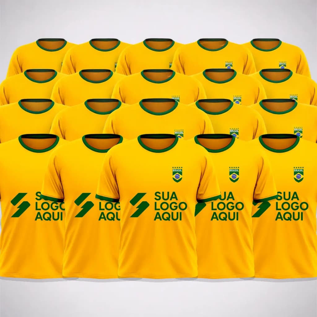 Kit 20 Camisetas Personalizadas Com Seu Logo Torcida Brasil