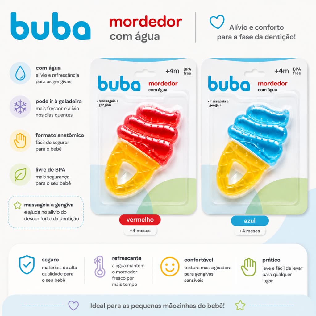 Mordedor de Água buba Mordedor Massageador Dente bebe infantil mordedor Sorvete