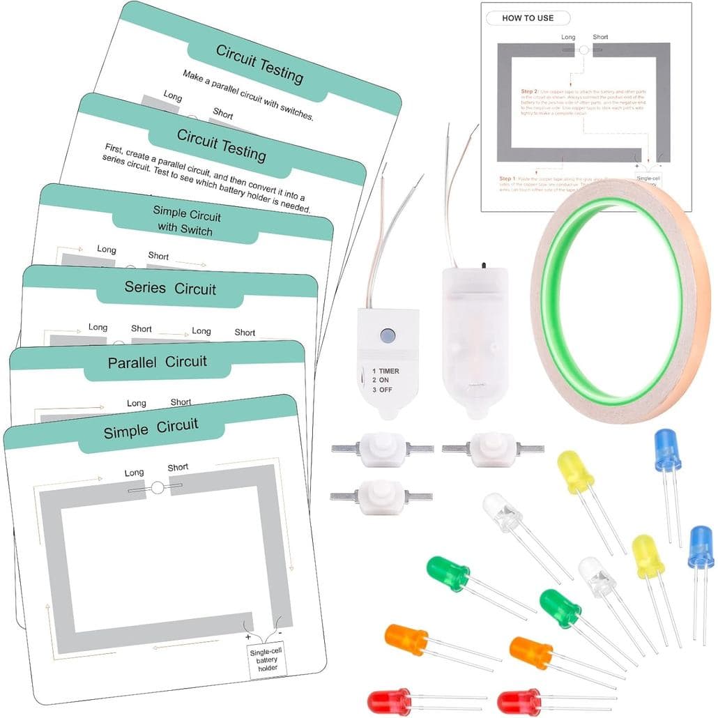Kit de Circuitos de Papel para Crianças, Kit de Circuito Elétrico STEM, Placa de Circuito de Papel Amigável para Criança