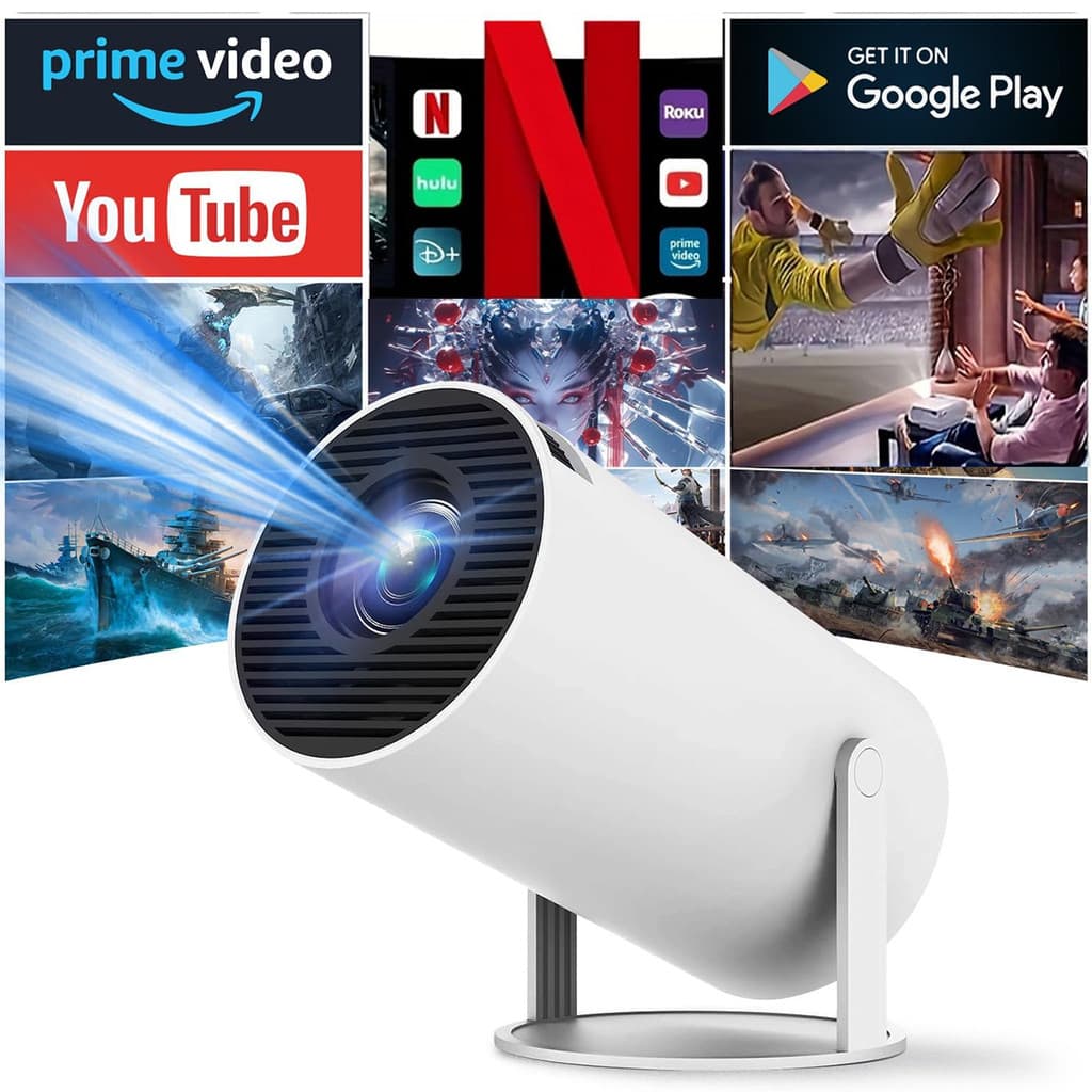 Projetor Wi-Fi Bluetooth de alta definição, compatível com celulares, TV boxes, PCs, Xbox, PS e laptops, bivolt.