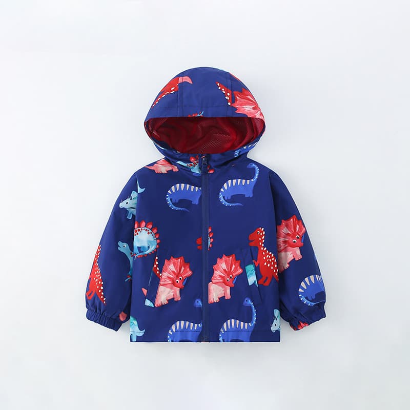 Jaqueta Infantil Menino Dinossauro – Casaco com Capuz e Zíper Estilo Casual Fofo