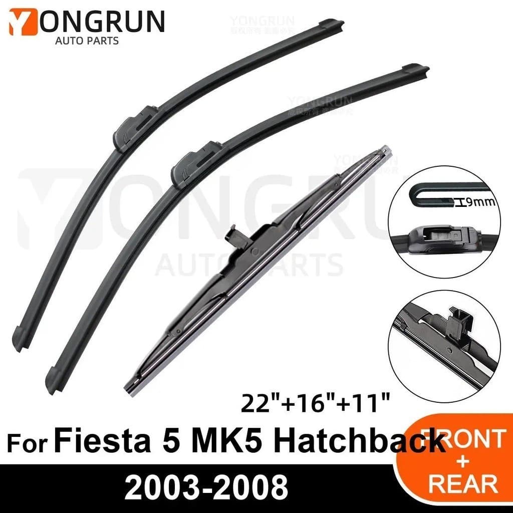 Para-Brisa Do Carro Dianteiro Traseiro Lâmina De Limpador Acessórios De Borracha Ford Fiesta 5 MK5 Hatchback 22 " 16 " 1