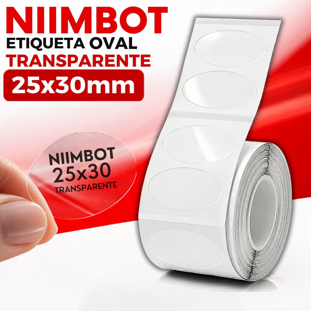 ETIQUETA ADESIVA 25X30 OVAL NIIMBOT TRANSPARENTE