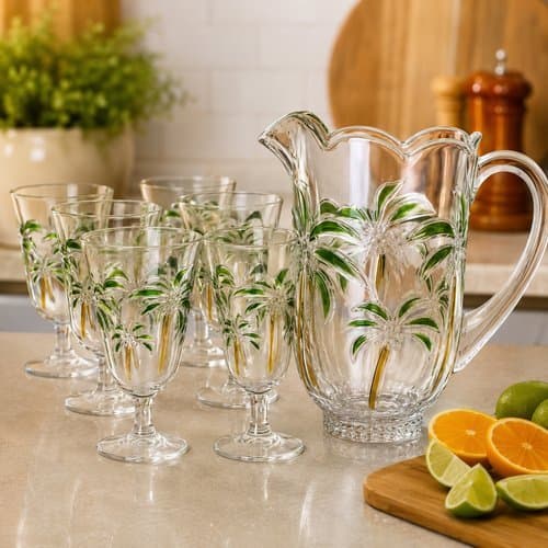 Conjunto Taças Cristal 6 Unidades Com Jarra Vidro Transparente 150ml Conjunto Taças Drinks Elegante