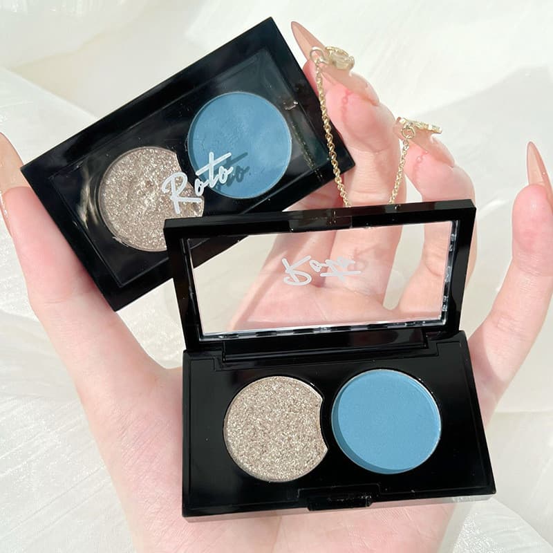 Watsons mesmo estilo duas cores leite azul paleta de sombras fosco pérola Glitter lantejoulas pó delicado não voador cor