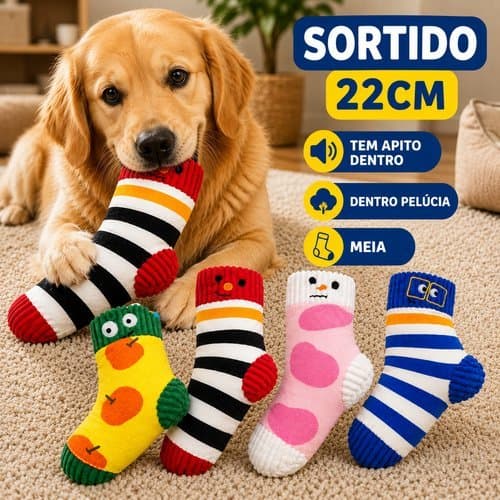 Brinquedo Pet Mordedor Pelúcia com Apito Interativo 22cm