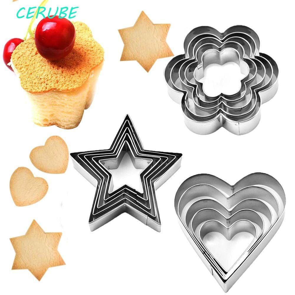 CERUBE Molde De Cozimento Para Bolo , Aço Inoxidável , Formato De Coração E Estrela , Decoração De Ovo Frito , 5 Unidade