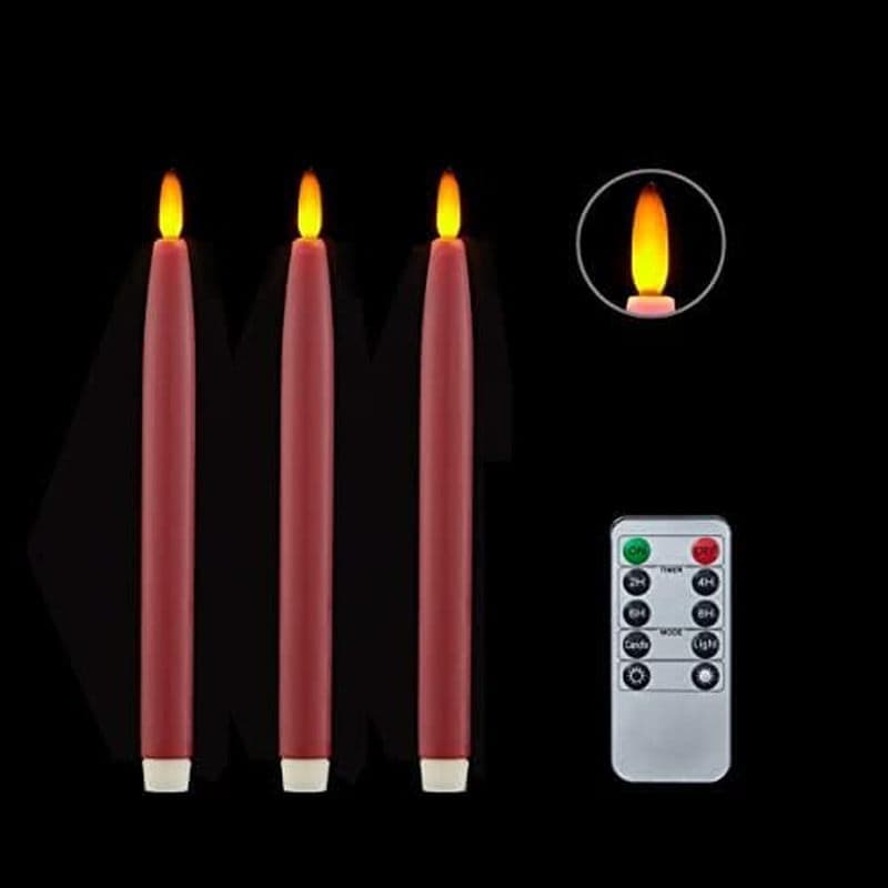 Velas Cônicas Sem Chama Operadas Por Bateria Com Temporizador E Controle Remoto , Vela De Jantar Cônica De Cera Real LED