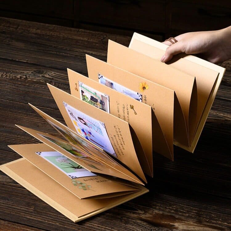 Órgão dobrável diy pequeno álbum livro em branco papel Kraft crescimento livro comemorativo presente de aniversário livr