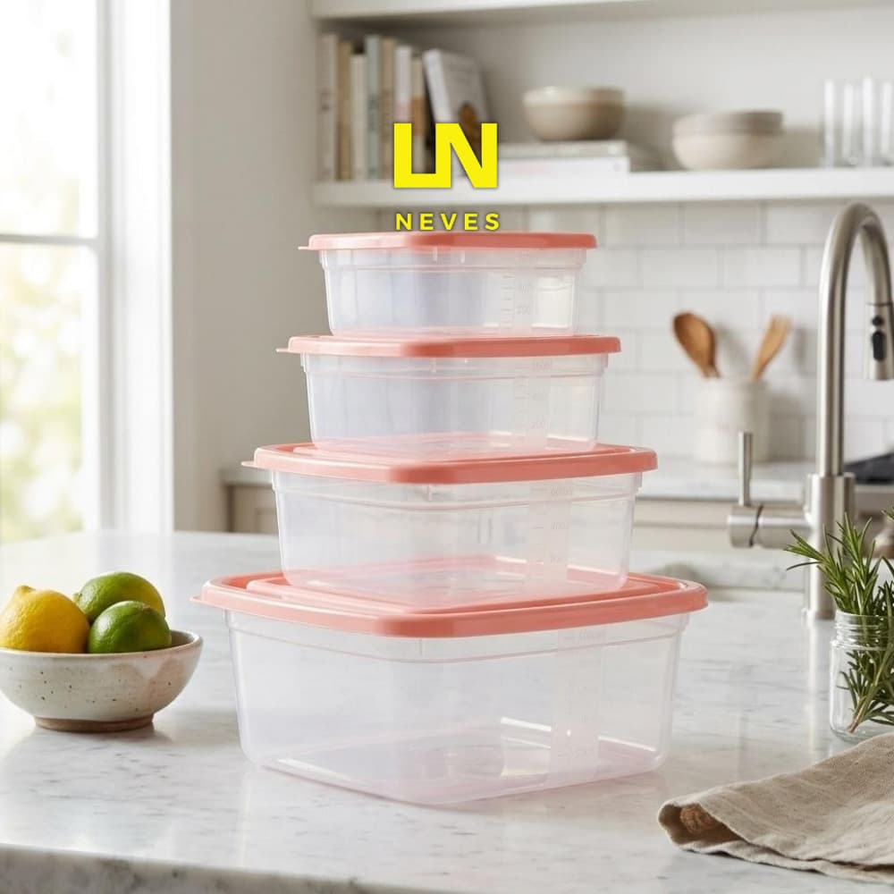 Conjunto 4 Organizadores Quadrados 1,38L 690ML 380ML 230ML Cores Sortidas Giplás